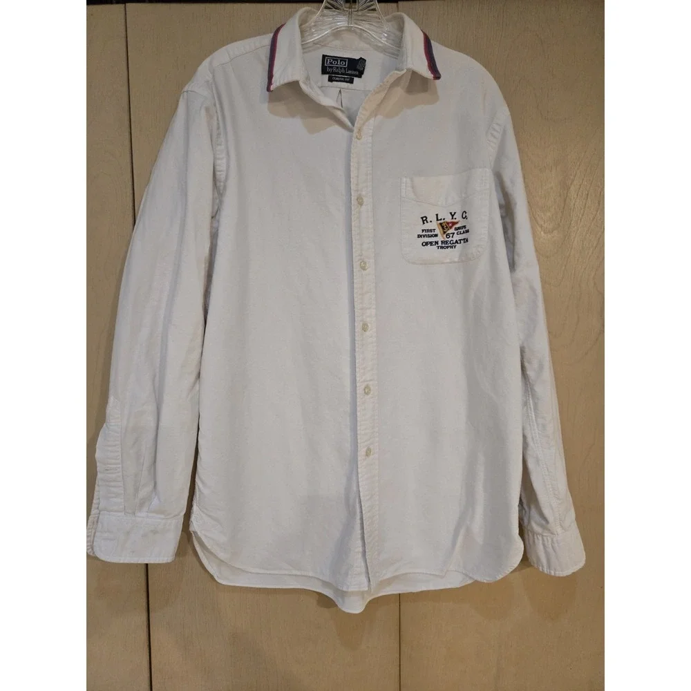 Polo Ralph Lauren RLYC Yacht Club Regatta Oxford Shirt Men M Nautical Sailing